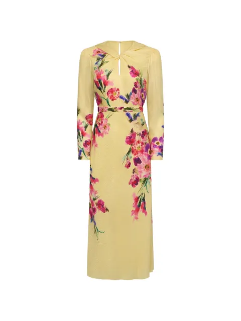 Saloni Claudia floral-print dress Yellow 10736