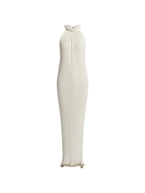 Alberta Ferretti pleated halterneck maxi dress Neutrals 041901230483