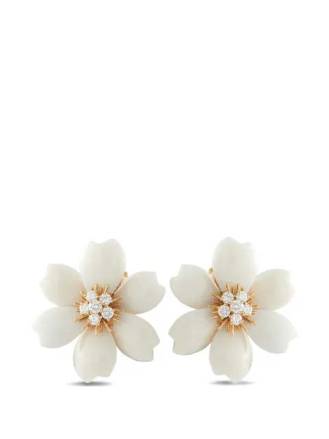 Van Cleef & Arpels Pre-Owned Rose De Noël coral and diamond earrings Gold VC30051926