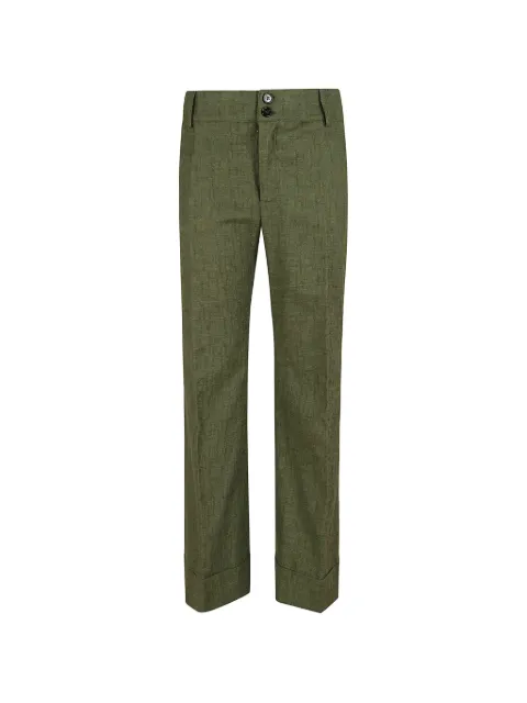 La DoubleJ Hendrix high-waisted turn-up trousers Green TRO0014GR08