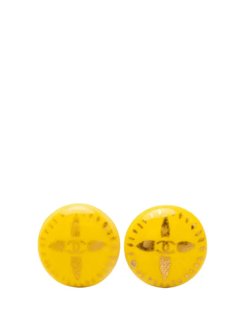 CHANEL Pre-Owned 1997 CC Resin Round Clip On Earrings costume earrings Yellow 80BNKAX3VDSMJOL0