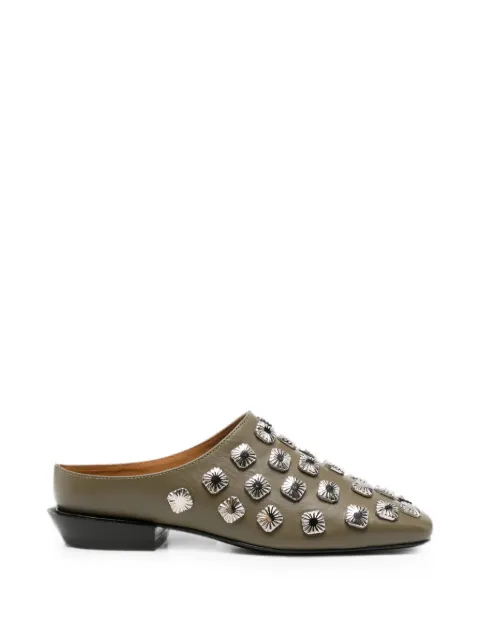 Toga Pulla stud-embellished leather mules Green AJ1489