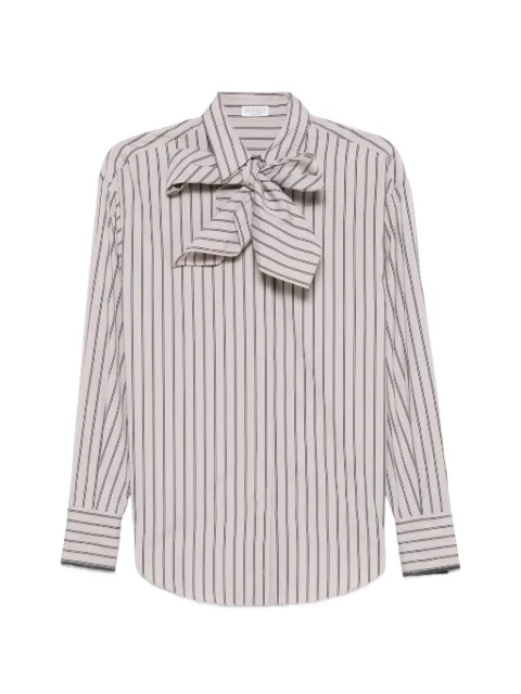 Brunello Cucinelli striped neck-tie shirt Neutrals MP704M3A06C017