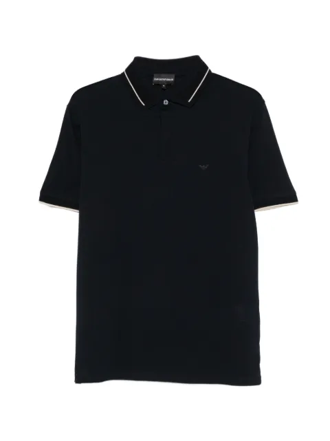 Emporio Armani logo-embroidered contrast-trim polo shirt Blue EM006625AF12955