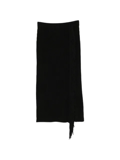 Emporio Armani ribbed-knit fringe-detail maxi skirt Black EW004681AF29173