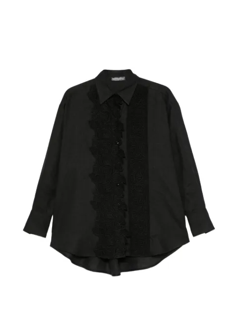 Ermanno Scervino lace-embroidery linen shirt Black D484K611GQI