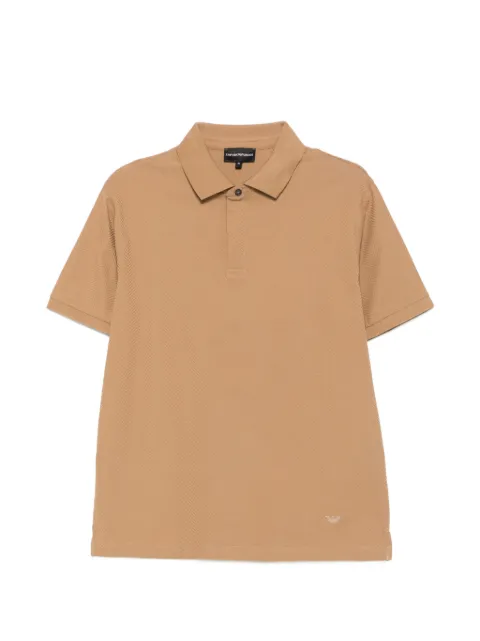 Emporio Armani chevron-knit short-sleeve polo shirt Neutrals EM007039AF10762