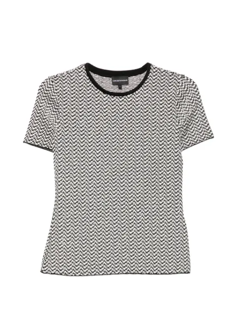 Emporio Armani geometric-pattern short-sleeve top Black EW004726AF25832