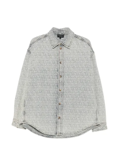 Emporio Armani monogram-pattern buttoned shirt Blue EM006497AF27500MB003