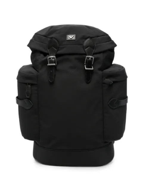 Emporio Armani buckle-fastening logo-plaque backpack Black EM006520AF28742