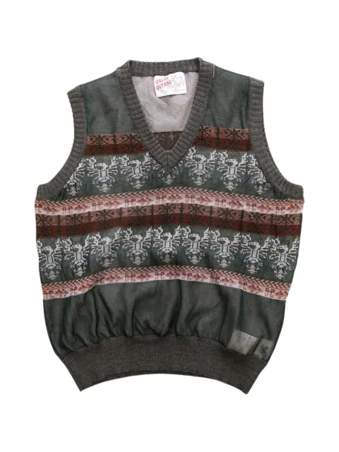 Oscar Ouyang jacquard V-neck sleeveless sweater Green OOSS260017
