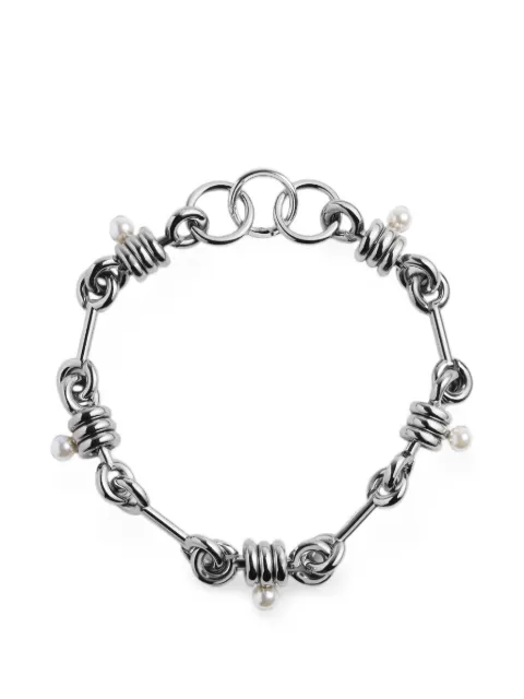 Simone Rocha stacked-link pearl necklace Silver NKS1200900PALLADIUMPEARL