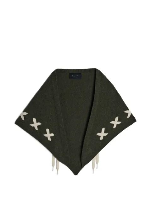 Simone Rocha lace-up neckerchief Green LMK16W0660KHAKIECRU