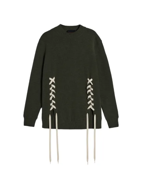 Simone Rocha lace-up merino sweater Green LMK15M0660KHAKIECRU