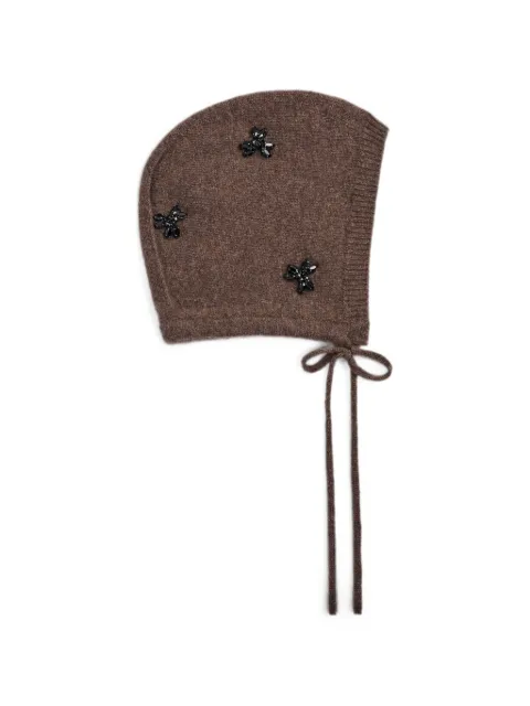 Simone Rocha Turbo crystal-embellished bonnet Brown COMK11TB