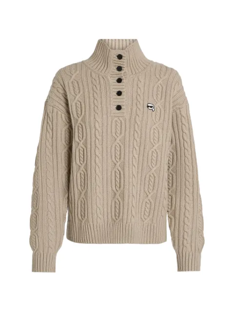 Karl Lagerfeld Ikon cable-knit polo sweater Neutrals B4W18012198