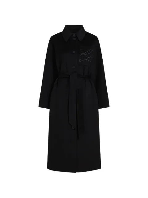 Karl Lagerfeld belted long wool-blend coat Black B4W15013999