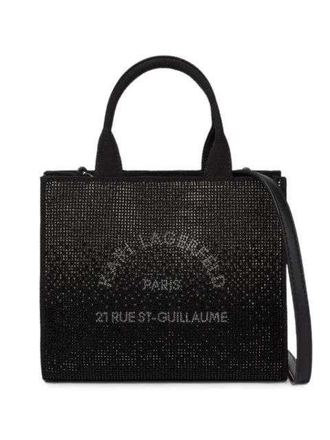 Karl Lagerfeld mini Rue St-Guillaume rhinestone square tote bag Black B4W500261LI