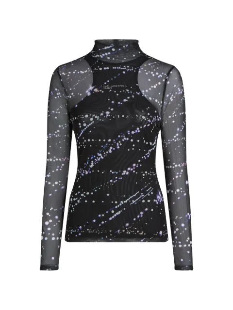 Karl Lagerfeld Jeans mesh all-over-print top Black B4W17015A74