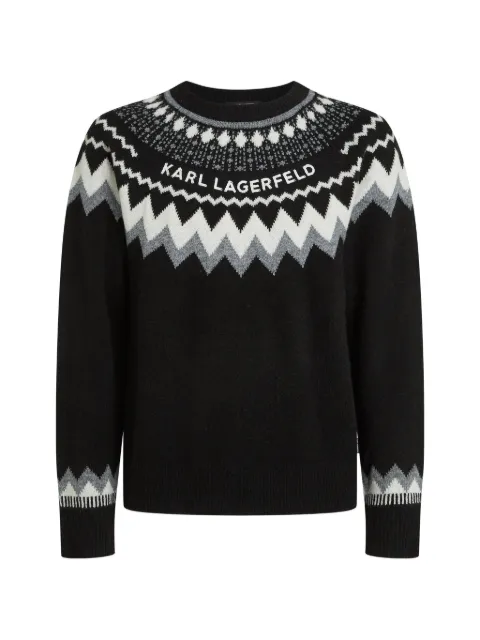 Karl Lagerfeld Fair Isle knitted sweater Black B4M18045999