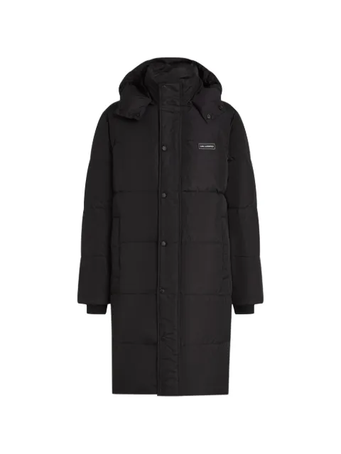 Karl Lagerfeld long hooded puffer jacket Black B4M15055999