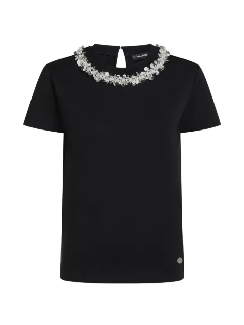Karl Lagerfeld faux-pearl T-shirt Black B4W17037999