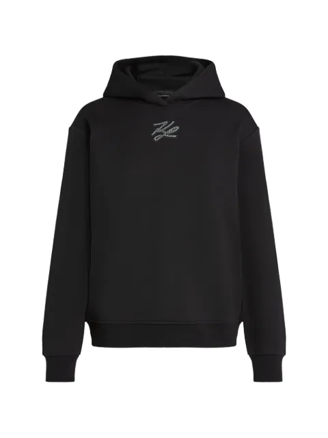 Karl Lagerfeld rhinestone Autograph hoodie Black B4W20040999