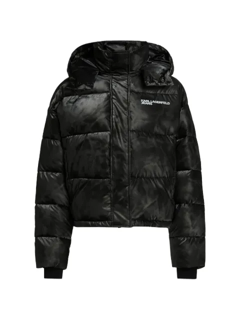 Karl Lagerfeld Jeans cropped shiny puffer jacket Black B4W15059999