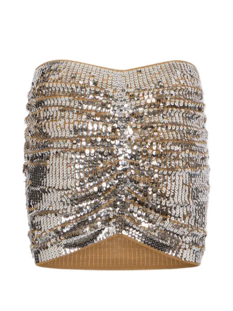 DSQUARED2 chic night all-over paillettes skirt Silver S75MA1044D13234