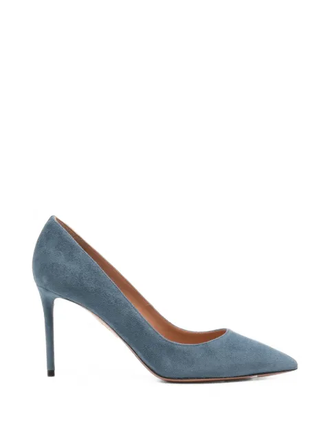 Aquazzura Purist point-toe suede heeled pumps Blue PURMIDP1SUECHB