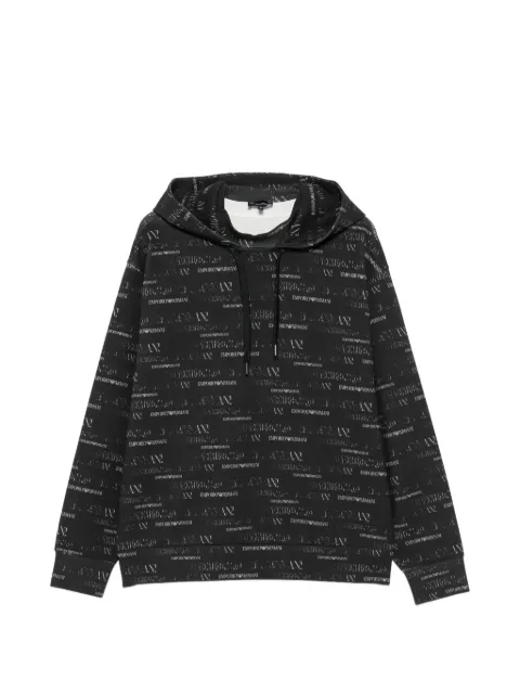 Emporio Armani logo-pattern drawstring hoodie Black EM006861AF10013FB563