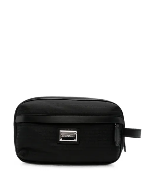 Emporio Armani logo-pattern wash bag Black EM007027AF28660UC001