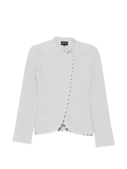 Emporio Armani scalloped-edge wave-texture jacket Grey EW003939AF26938U8004