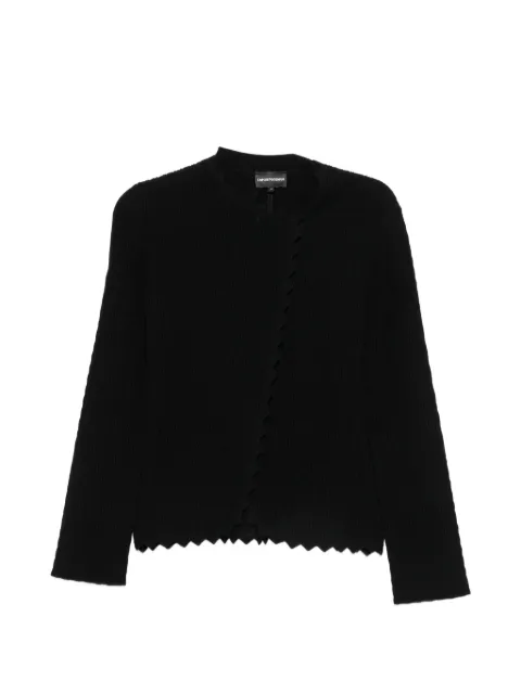 Emporio Armani scalloped-edge textured jacket Black EW003939AF26938UC001