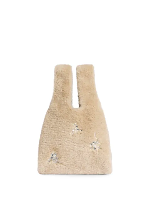 Simone Rocha embellished faux-fur tote bag Neutrals BAG228B0834