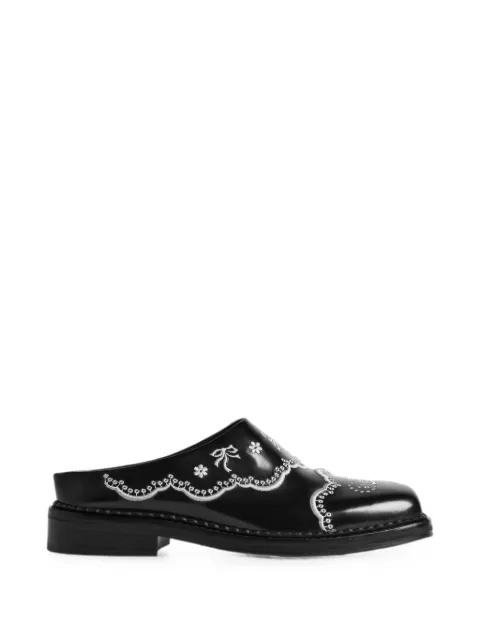Simone Rocha embroidered leather mules Black BRG22M0740