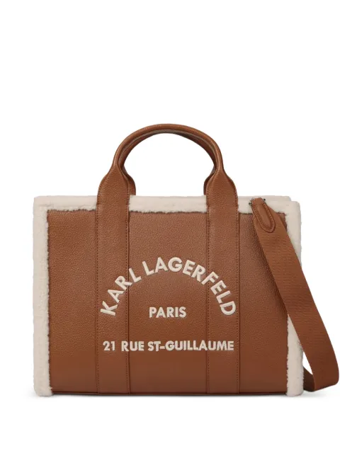 Karl Lagerfeld medium Rue St-Guillaume shearling square tote bag Brown B4W300871UR