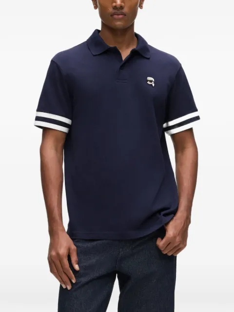 Karl Lagerfeld Ikon striped-sleeve cotton polo shirt Blue B4M17086655