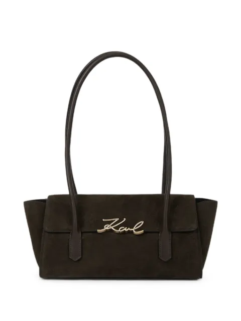 Karl Lagerfeld K/Signature elongated suede shoulder bag Brown B4W30014451