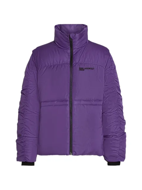 Karl Lagerfeld Jeans ruched-detail puffer jacket Purple B4W15019