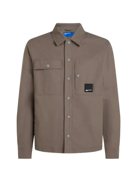 Karl Lagerfeld Jeans logo-patch shirt jacket Brown A3M14059