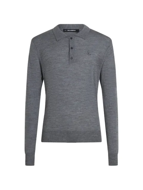 Karl Lagerfeld merino wool long-sleeved polo shirt Grey B3M18034260