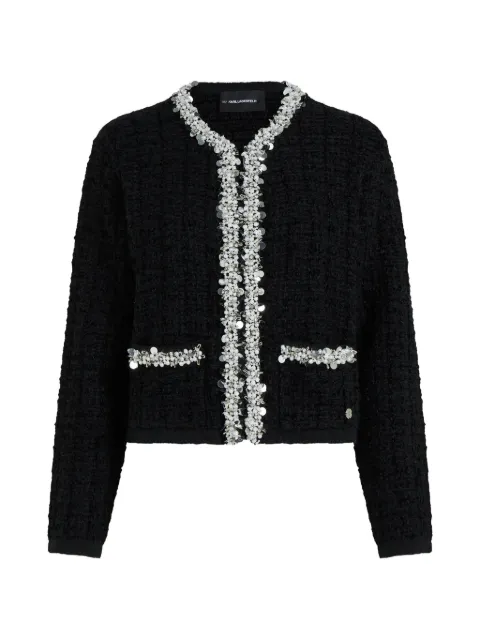 Karl Lagerfeld faux-pearl knitted cardigan Black B4W18014999