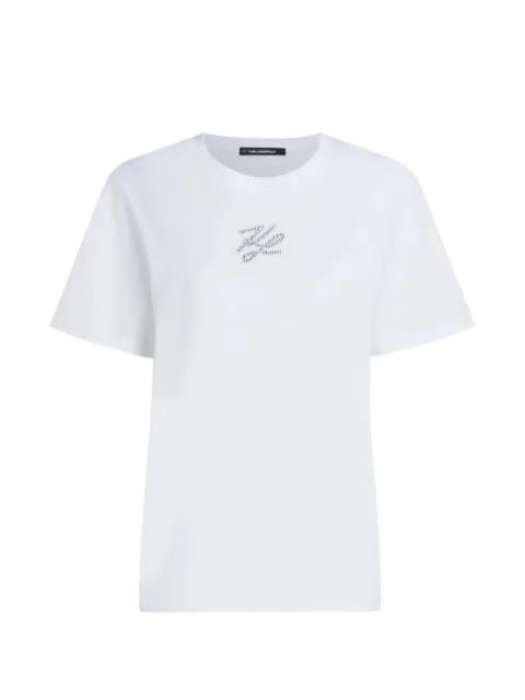 Karl Lagerfeld rhinestone autograph T-shirt White B4W17045100