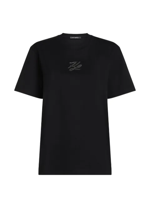 Karl Lagerfeld rhinestone autograph T-shirt Black B4W17045999