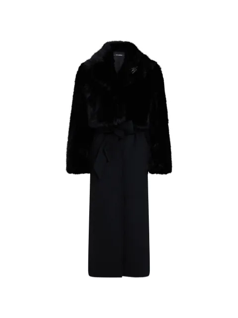 Karl Lagerfeld belted faux-fur coat Black B4W15006999