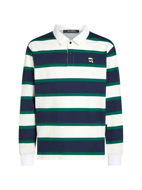 Karl Lagerfeld Ikon striped rugby polo shirt White B4M17068C55