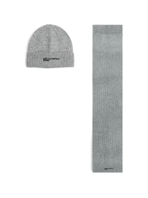 Karl Lagerfeld Jeans melange beanie & scarf gift set Grey B4W330742QH