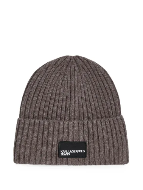 Karl Lagerfeld Jeans logo-patch beanie Grey A3M331152QL