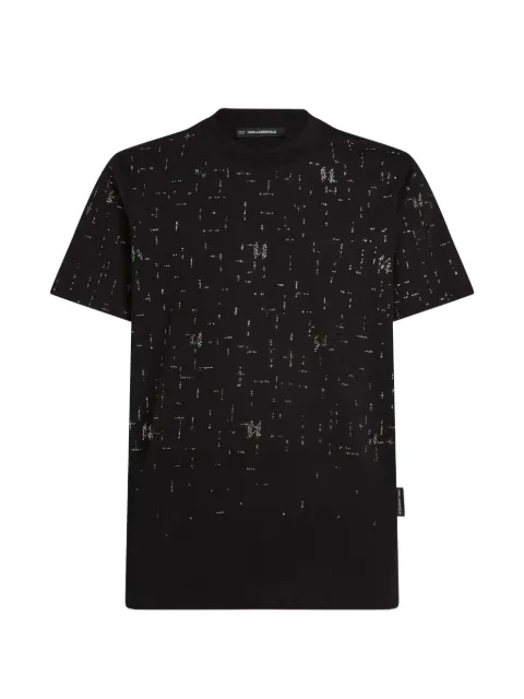 Karl Lagerfeld rhinestone-embellished monogram cotton T-shirt Black B4M17057999